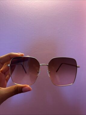 Stylish Square Gradient Sunglasses - Pink Lenses